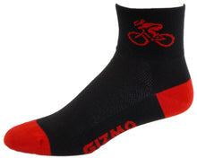 Load image into Gallery viewer, Gizmo Socks - Bicycle - Black/Red
