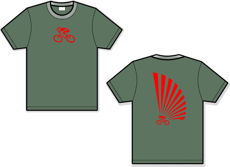 G-Man Apparel Rising Sun Bicycle T-Shirt - Military Green