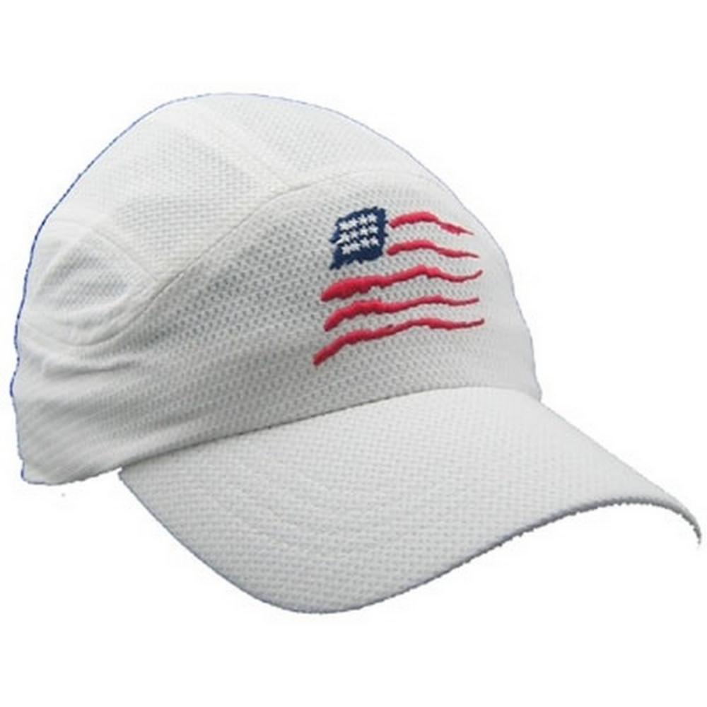 American Flag Running Hat - White